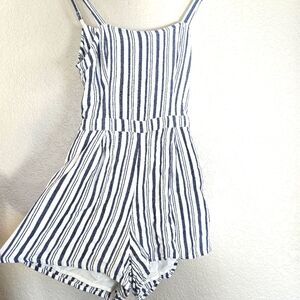 Hollister Womens XSmall Blue White Striped Boho Sleeveless Romper